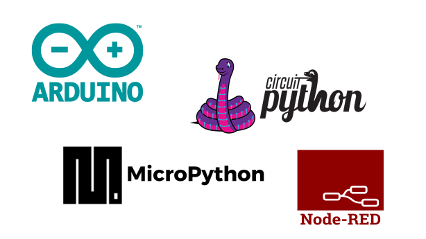 Homepage image with icons for Arduino, MicroPython, NodeRed